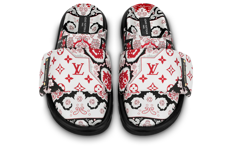 Shop (W) ルイ・ヴィトン ピロー･ブーティ スリッパ (白/赤) 1AAM58