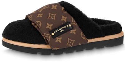 (Women) Louis Vuitton Pillow 'Faux Fur Monogram Nylon Slip-On Fashion Slide' Brown 1AAM3K (Women) Louis Vuitton Pillow 'Faux Fur Monogram Nylon Slip-On Fashion Slide' Brown 1AAM3K