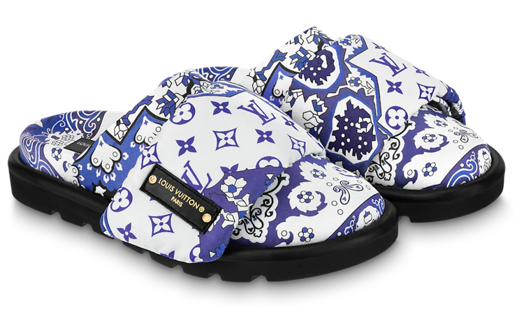 Lookbook (W) Louis Vuitton Selipar Bantal 'Biru Putih' 1AAM50