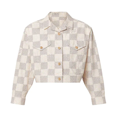 (Women) LOUIS VUITTON Pink Checkered Denim Jacket Fashion. 1A9LD0