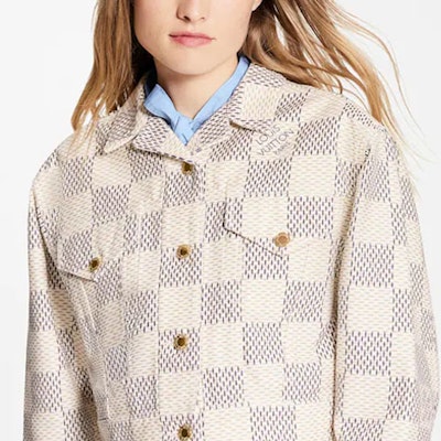 (W) LOUIS VUITTON Jaket Denim Kotak-Kotak Pink Fashion. 1A9LD0 Details for (W) LOUIS VUITTON Jaket Denim Kotak-Kotak Pink Fashion. 1A9LD0