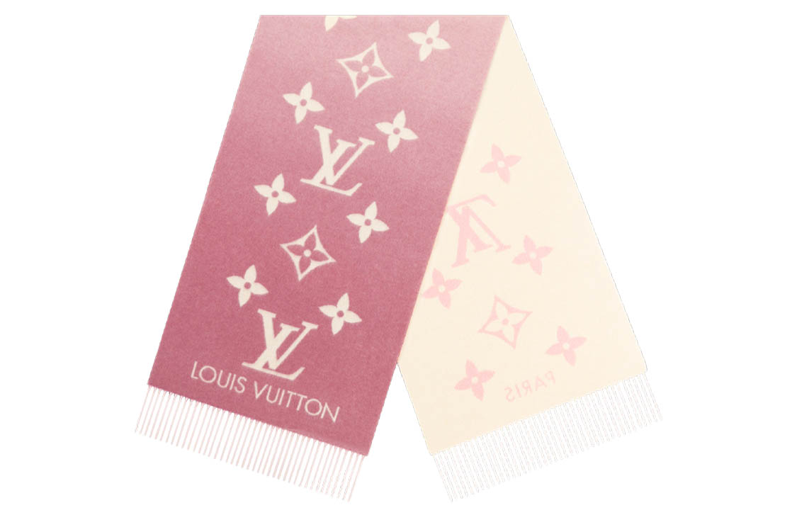 (Women) Louis Vuitton Pink Jacquard Cashmere Wool Scarf. M77375 圖 2