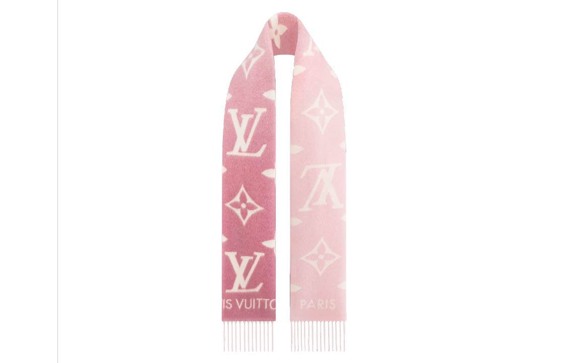 (Women) Louis Vuitton Pink Jacquard Cashmere Wool Scarf. M77375 圖 3