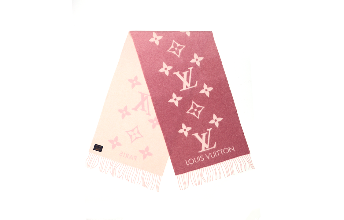 (Women) Louis Vuitton Pink Jacquard Cashmere Wool Scarf. M77375 圖 4