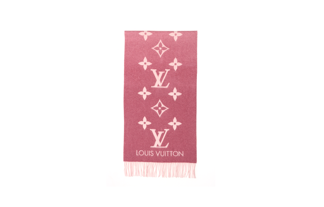 (Women) Louis Vuitton Pink Jacquard Cashmere Wool Scarf. M77375 圖 5