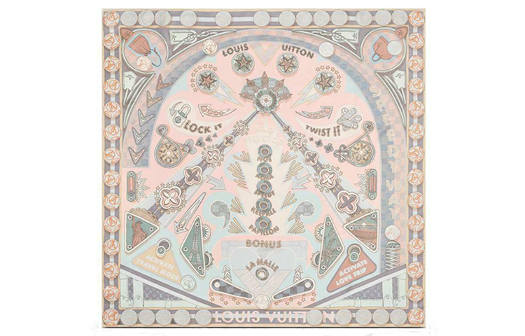 (Women) Louis Vuitton Pink Silk Pinball LV Scarf M70784