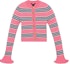 Order (W) 路易威登粉色条纹喇叭袖羊毛开衫毛衣 1A9MU6