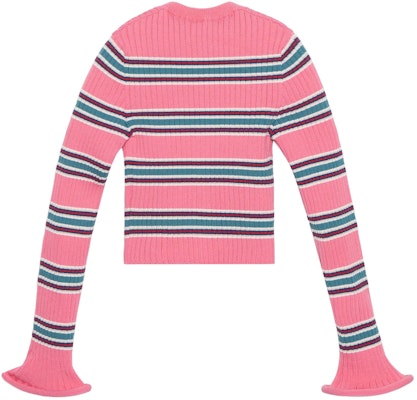 (W) 路易威登粉色条纹喇叭袖羊毛开衫毛衣 1A9MU6 Lookbook (W) 路易威登粉色条纹喇叭袖羊毛开衫毛衣 1A9MU6