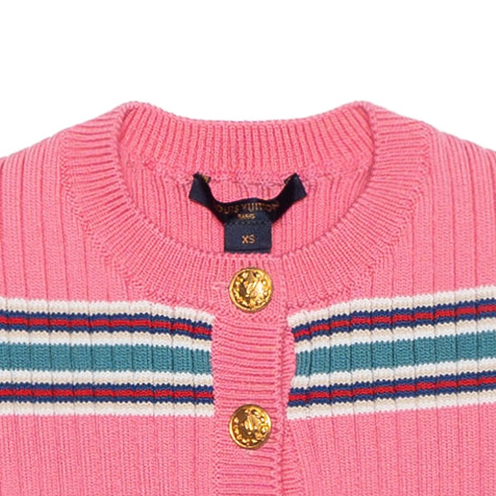 Details for (W) 路易威登粉色条纹喇叭袖羊毛开衫毛衣 1A9MU6