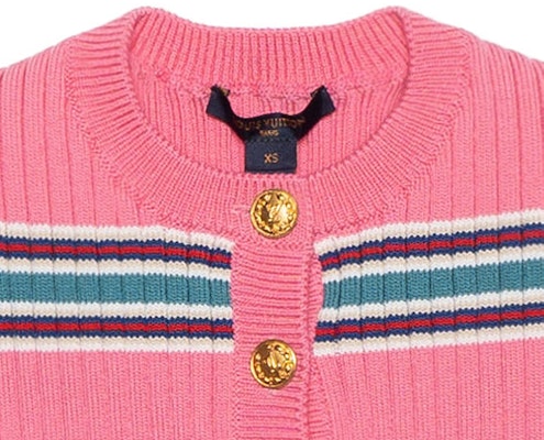 (W) 路易威登粉色条纹喇叭袖羊毛开衫毛衣 1A9MU6 Details for (W) 路易威登粉色条纹喇叭袖羊毛开衫毛衣 1A9MU6