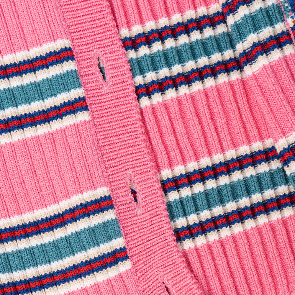 Sizing (W) 路易威登粉色条纹喇叭袖羊毛开衫毛衣 1A9MU6