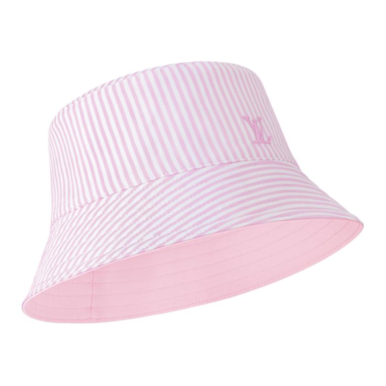 Lookbook (Women) Louis Vuitton Pink Striped Cotton Bucket Hat for Women M5160SM