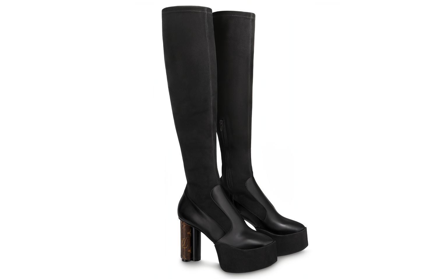 Lookbook (Women) Louis Vuitton Podium High Boot 'Goat Suede Black' 1A7U7B