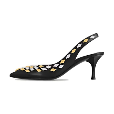(W) LV Pointed Toe Slip-On Stiletto 6.5cm 'Black Leather'