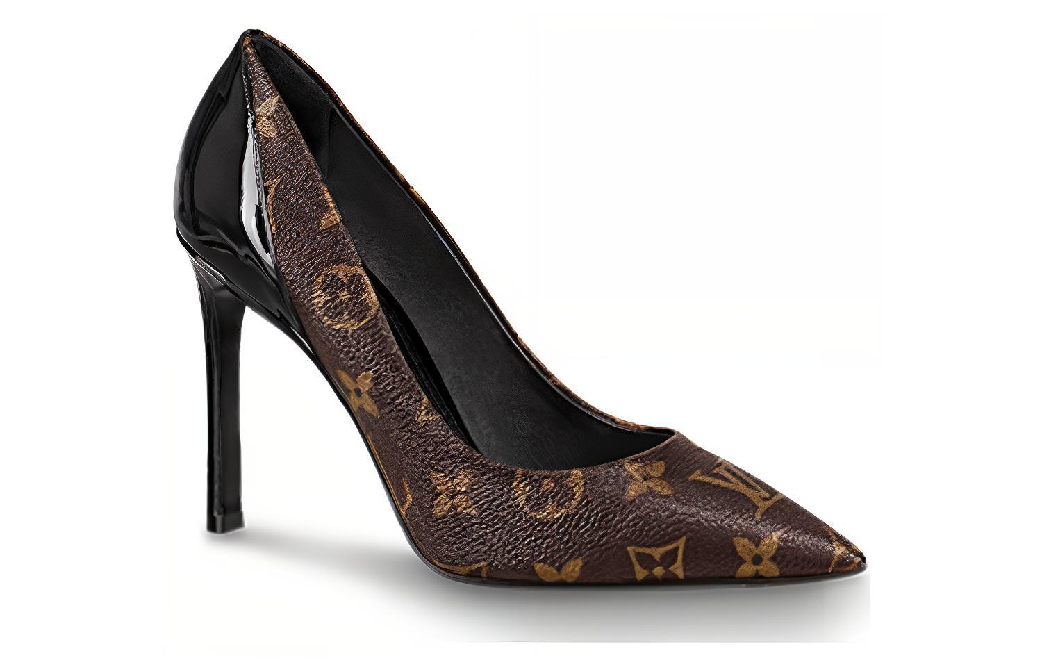 Order LOUIS VUITTON 皮革 尖頭襪套 細跟 高筒鞋 10cm 女款 黑色