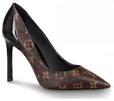 Order LOUIS VUITTON 皮革 尖頭襪套 細跟 高筒鞋 10cm 女款 黑色