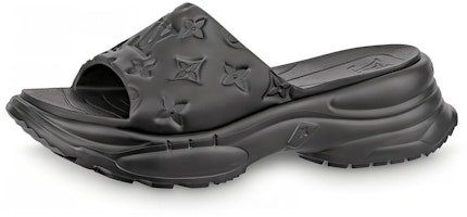 (Women) Louis Vuitton Pool 55 'Rubber Open-Toe Fashion Slide' Black 1AAE6J (Women) Louis Vuitton Pool 55 'Rubber Open-Toe Fashion Slide' Black 1AAE6J