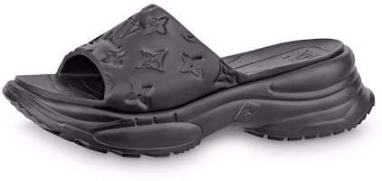 (Women) Louis Vuitton Pool 55 'Rubber Open-Toe Fashion Slide' Black 1AAE6J (Women) Louis Vuitton Pool 55 'Rubber Open-Toe Fashion Slide' Black 1AAE6J