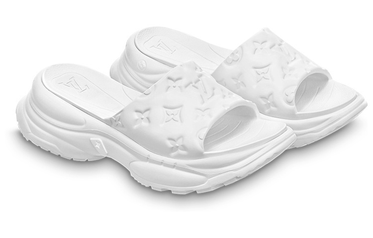 Lookbook (W) 路易威登 泳池 55 本白色橡胶厚底凉鞋 1AB3FY