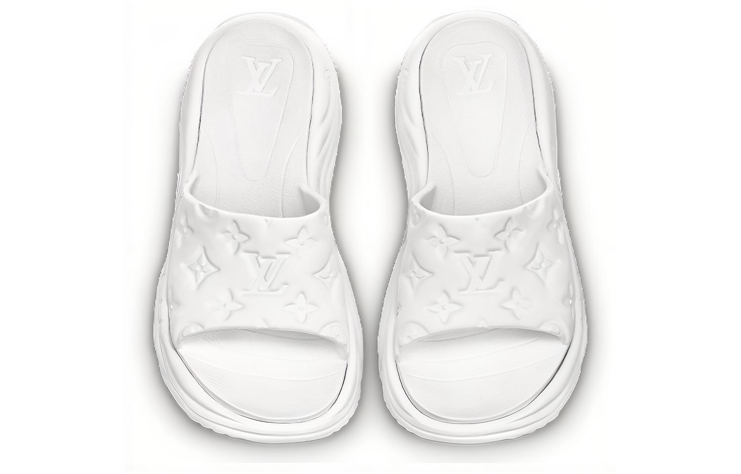 Shop (W) 路易威登 泳池 55 本白色橡胶厚底凉鞋 1AB3FY