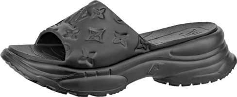(Women) Louis Vuitton Pool 55 Line Rubber Platform Slide 'Black' 1AB3DL (Women) Louis Vuitton Pool 55 Line Rubber Platform Slide 'Black' 1AB3DL