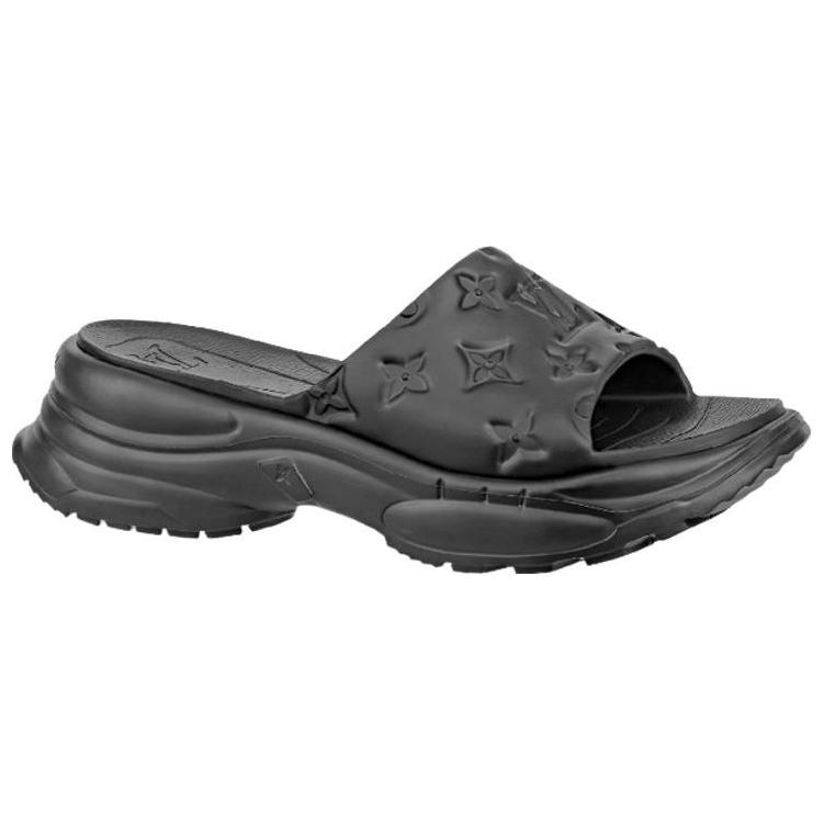 Order (W) Selipar Platform Louis Vuitton Pool 55 Rubber 'Hitam' 1AB3DL