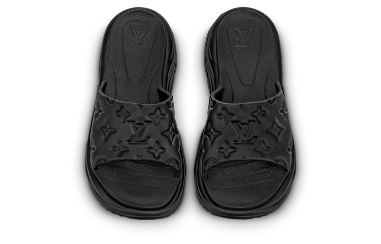 Shop (W) Selipar Platform Louis Vuitton Pool 55 Rubber 'Hitam' 1AB3DL