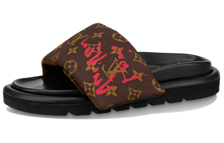 (Women) Louis Vuitton Pool Pillow Comfort 'Brown Graffiti' 1A96N6
