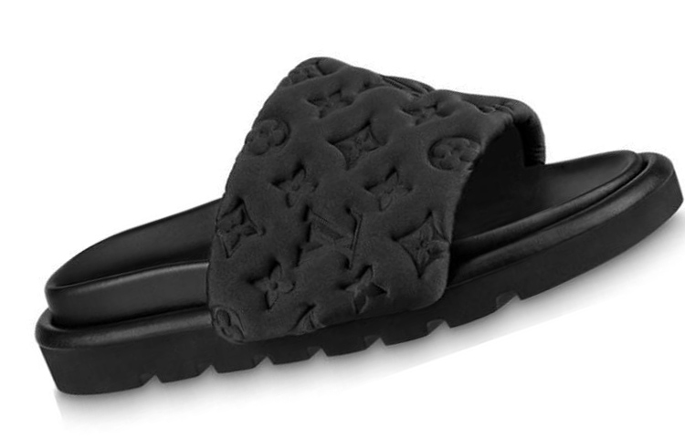 Order 路易威登 Pool Pillow Comfort 织物 平底 套穿 时尚凉拖 女款 黑色