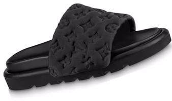 路易威登 Pool Pillow Comfort 织物 平底 套穿 时尚凉拖 女款 黑色 Order 路易威登 Pool Pillow Comfort 织物 平底 套穿 时尚凉拖 女款 黑色