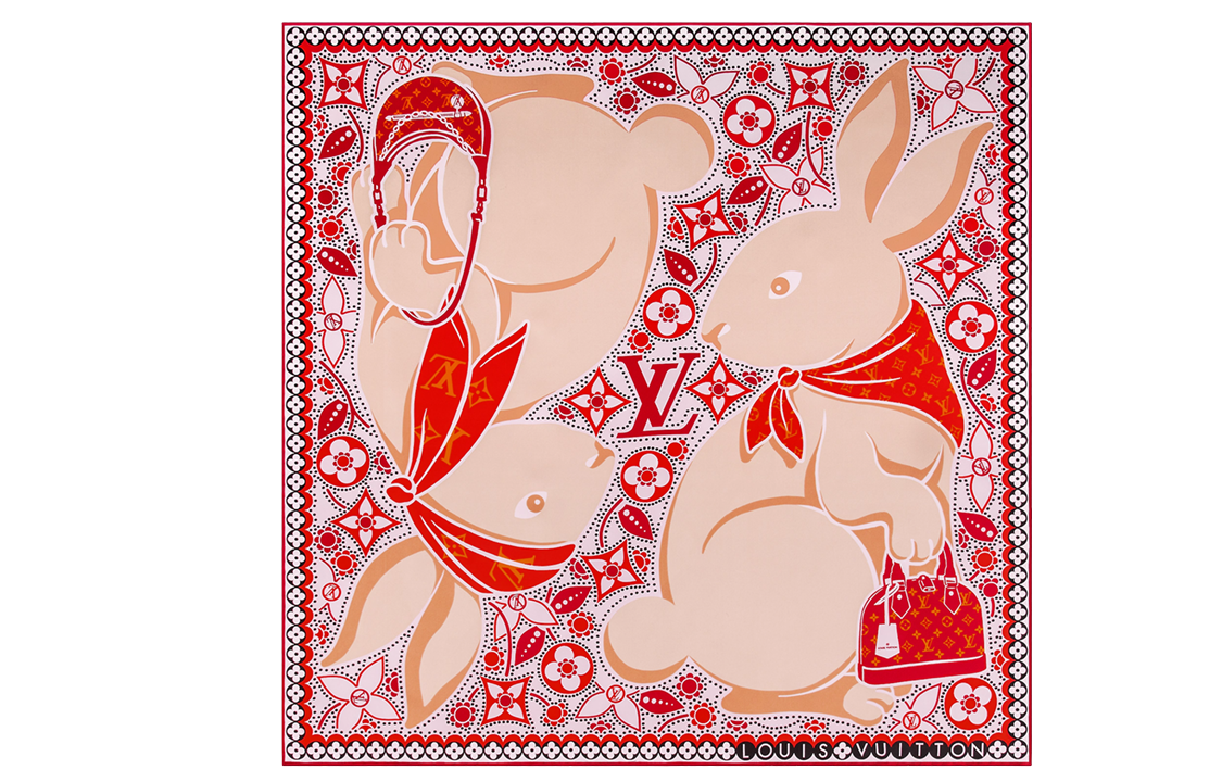 (Women) LOUIS VUITTON Precious Rabbit Silk Scarf for Women - Stylish & Elegant Design M78081