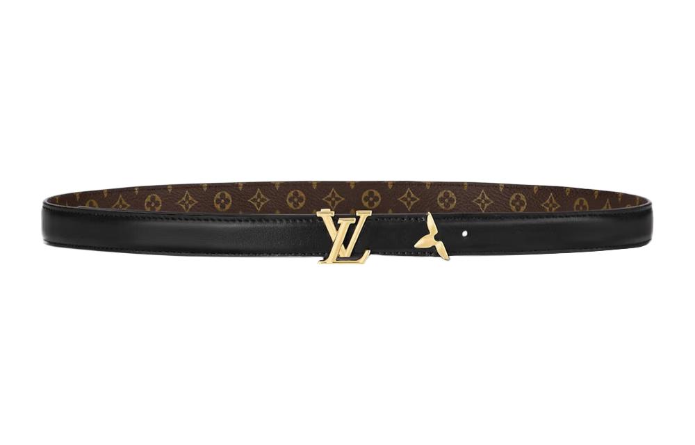 (Women) LOUIS VUITTON Pretty  Reversible Leather Belt Black/Brown 2CM Wide M8232X