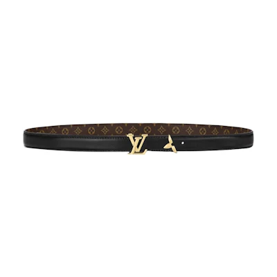 (Women) LOUIS VUITTON Pretty Reversible Leather Belt Black/Brown 2CM Wide M8232X