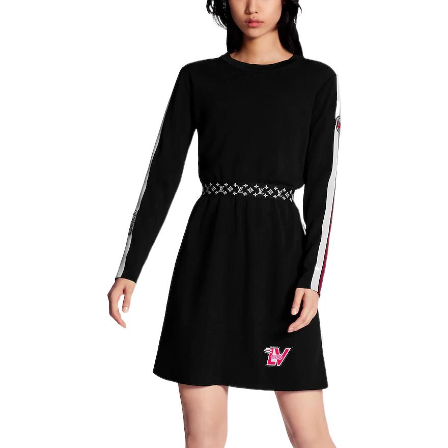 Lookbook (W) LOUIS VUITTON Gaun Lengan Panjang Sabuk Cetak Hitam 1A89V5