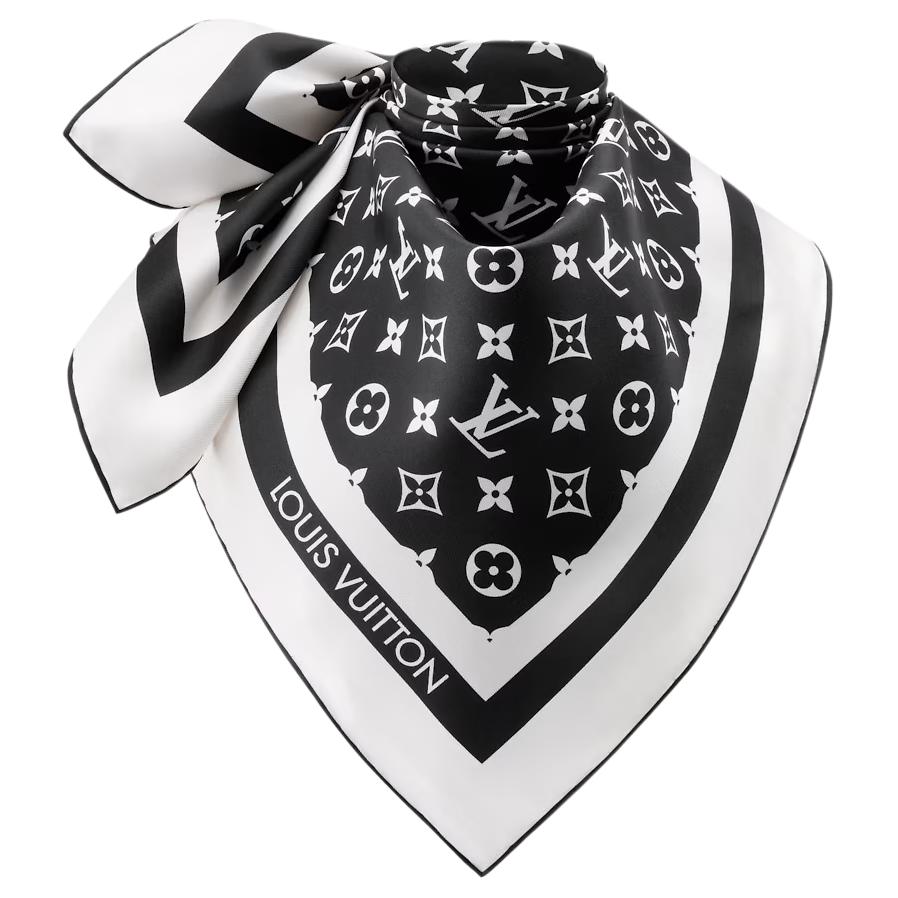 (Women) LOUIS VUITTON Printed Mulberry Silk Scarf Black for Women. M97189 圖 3