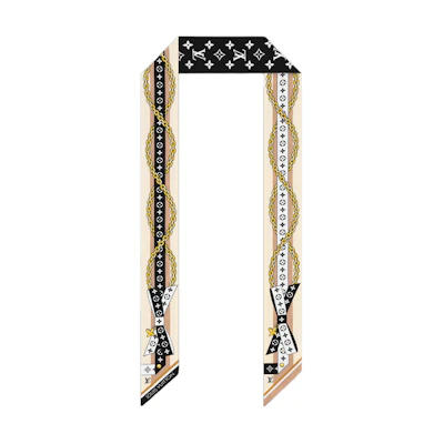 (Women) Louis Vuitton Printed Silk Scarf Black for Women. M96176