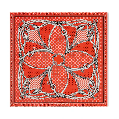 (Women) LOUIS VUITTON Printed Silk Scarf Orange Accessory M79800