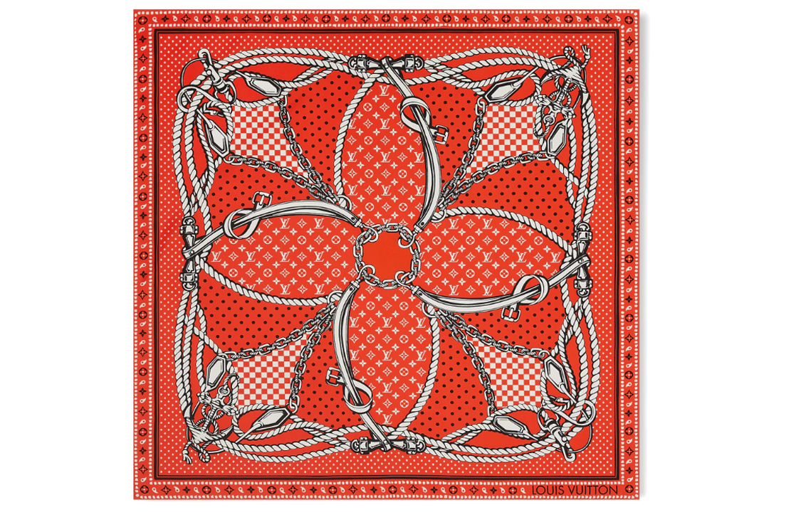 (Women) LOUIS VUITTON Printed Silk Scarf Orange  Accessory M79800 圖 2