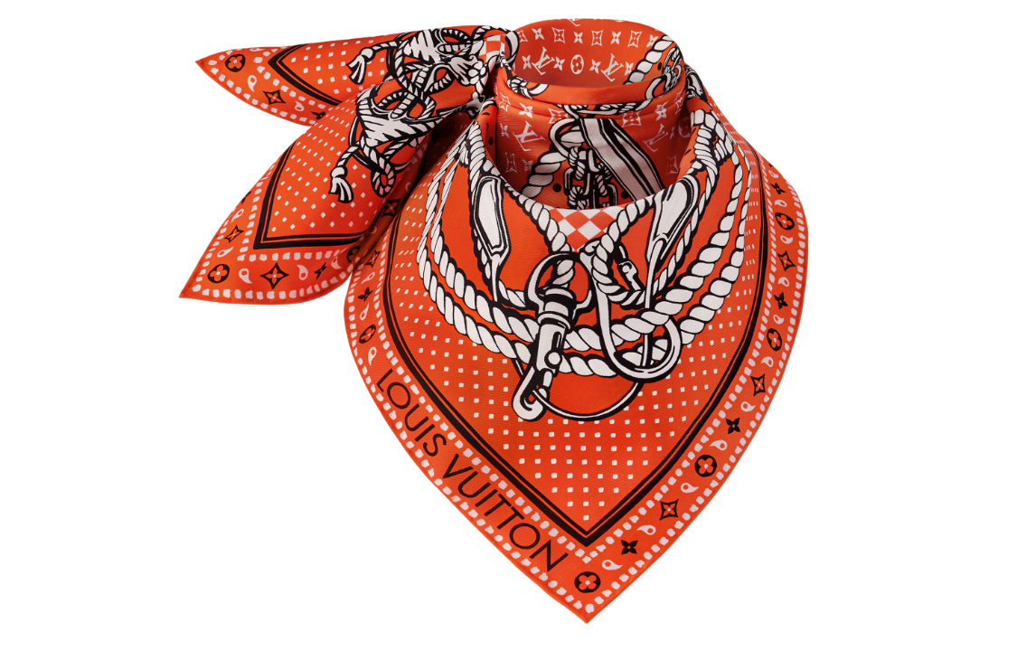 (Women) LOUIS VUITTON Printed Silk Scarf Orange  Accessory M79800 圖 3