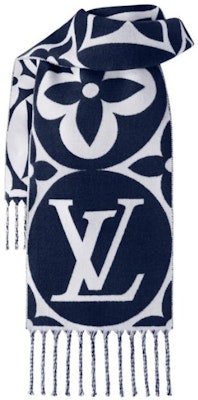 (W) 路易威登女士深蓝色印花羊毛针织围巾 M94850 Lookbook (W) 路易威登女士深蓝色印花羊毛针织围巾 M94850