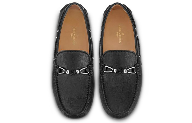 Shop Louis Vuitton 路易威登 Raspail 粒紋小牛皮 時尚休閒平底鞋 黑色