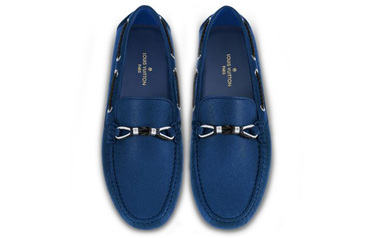 Shop Louis Vuitton 路易威登 Raspail Taïga 皮革 時尚休閒平底鞋 海藍色