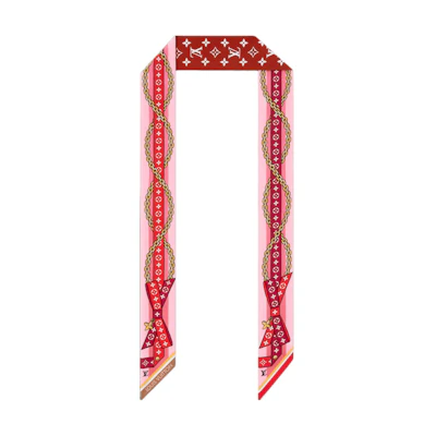 (Women) Louis Vuitton Red Bow Print Silk Scarf for Women M96187
