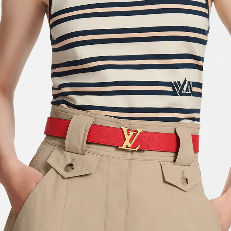 (Women) Louis Vuitton Red/Brown Logo Print Leather Belt 3cm Width M0322U 圖 6