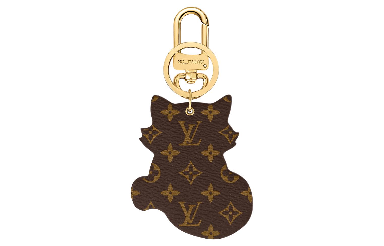 Lookbook (Women) Louis Vuitton Red Fox Metal Leather Keychain with Engraved Logo for Women. M00552