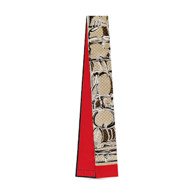 (Women) LOUIS VUITTON Red Silk Trunks Headband for Women. M73964