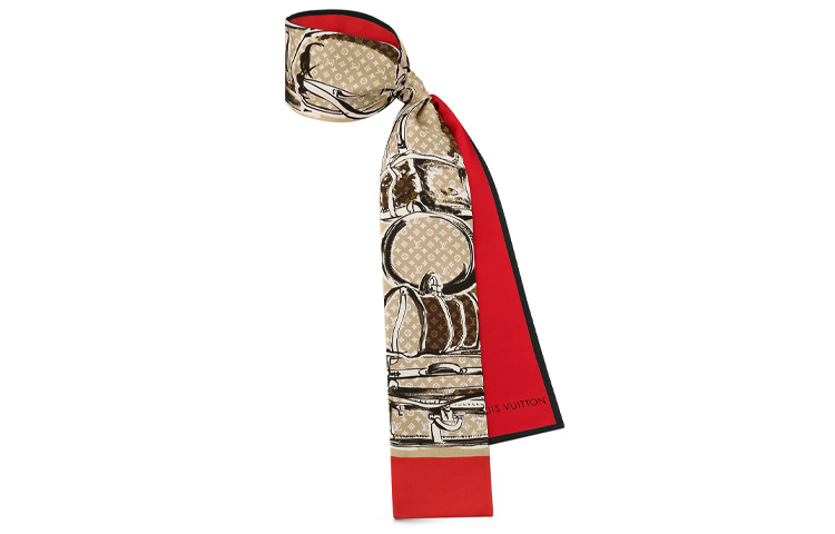 (Women) LOUIS VUITTON Red Silk Trunks Headband for Women. M73964 圖 3