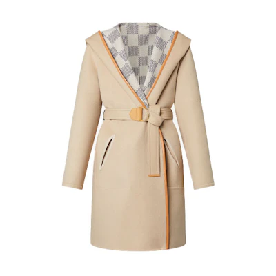 (Women) Louis Vuitton Reversible Hooded Wrap Coat Beige 1A9L0P