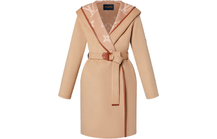 (Women) Louis Vuitton Reversible Hooded Wrap Coat Khaki Color. 1A99K1