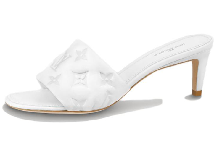 (Women) Louis Vuitton Revival 'White Leather Square-Toe Heeled Mule' 1AAZH0